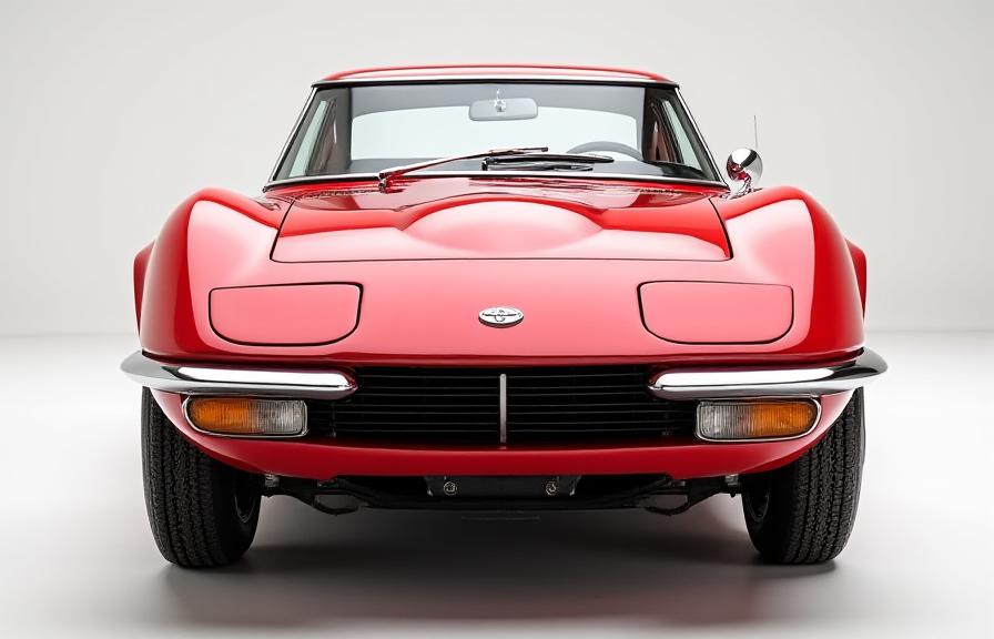 完璧にレストアされ輝くトヨタ2000GTのフロントビュー